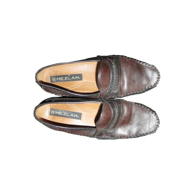 Mezlan Brown & Black Color block Italian Leather Loafers size 9 M